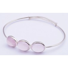 925 Sterling Silver Bracelet with Rose quartz gemstone jewellery, BR-0023