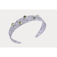 925 Sterling Silver Bracelet with Peridot gemstone bracelets, BR-0036