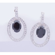 925 Sterling Silver Earring with black spinel, ER-0003
